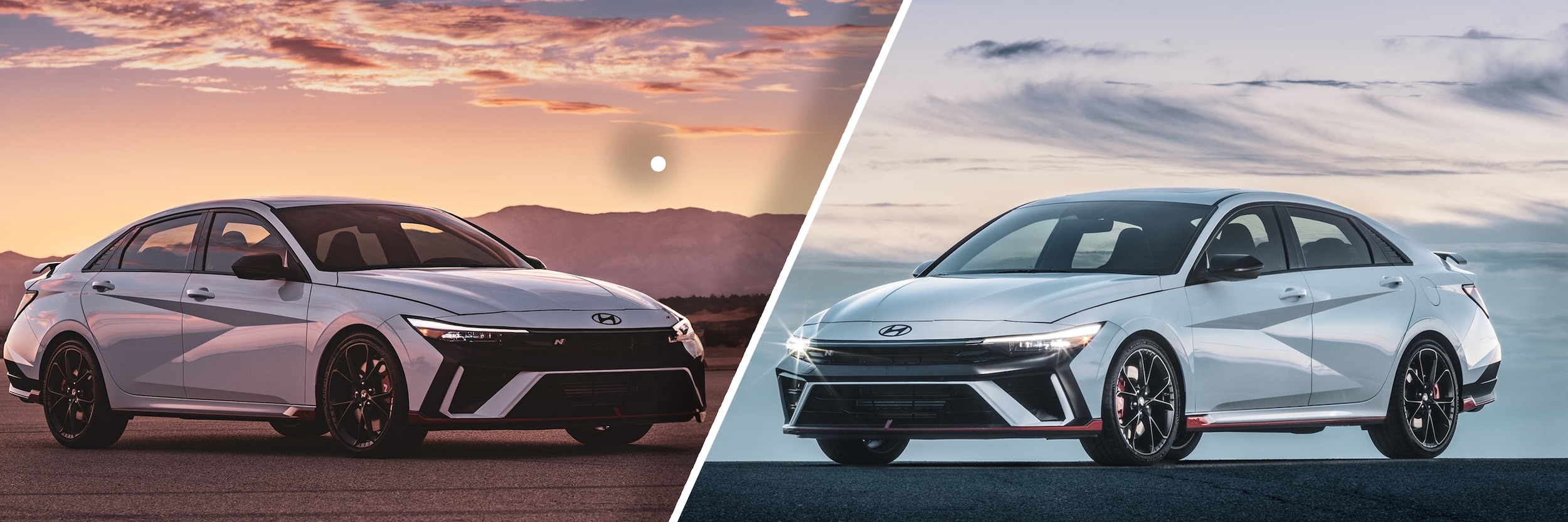 Day and night picture of the new Hyundai Elantra 2024 N-Line Model