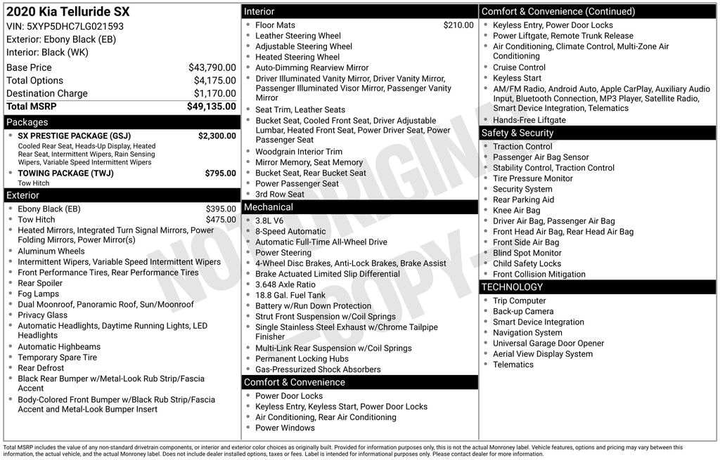 Used 2020 Kia Telluride SX SUV
