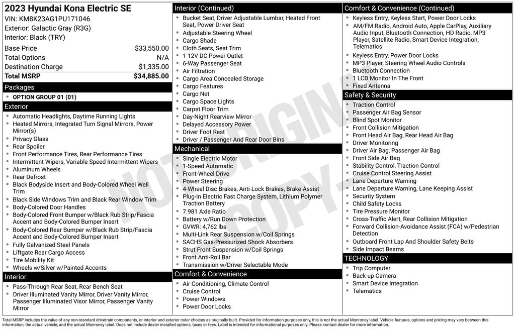 Certified 2023 Hyundai Kona Electric SE SUV