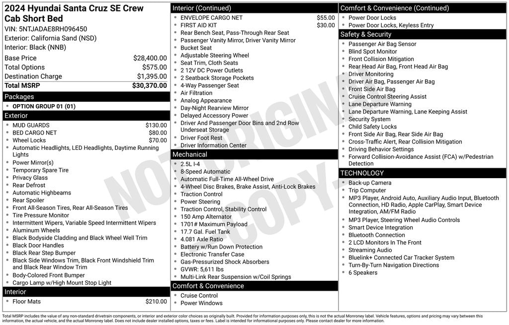 Certified 2024 Hyundai Santa Cruz 2.5L SE Truck Crew Cab