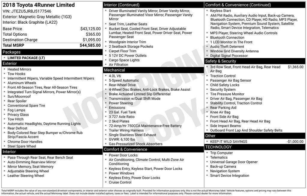 Used 2018 Toyota 4Runner SUV