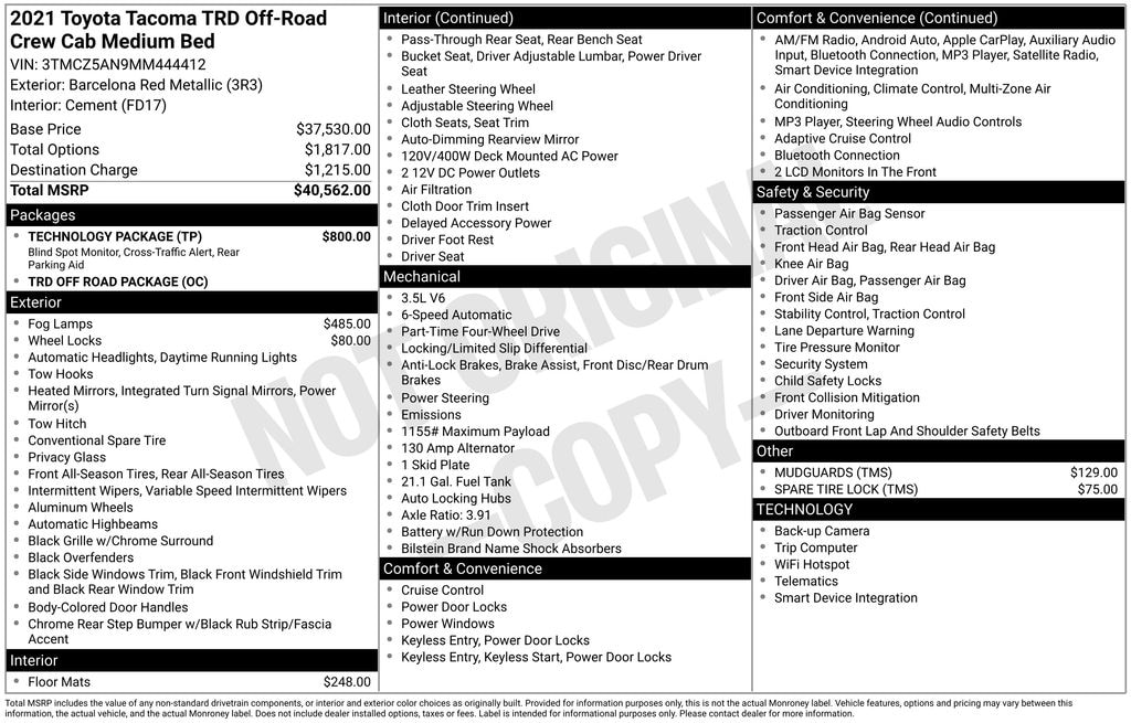 Used 2021 Toyota Tacoma Truck Double Cab