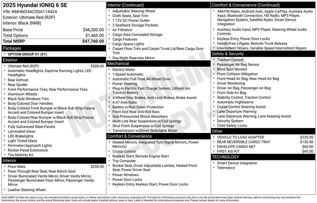 New 2025 Hyundai IONIQ 6 SE Sedan