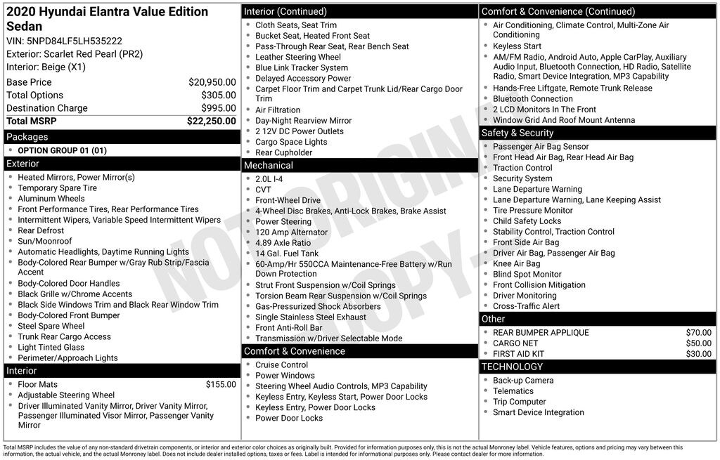 Certified 2020 Hyundai Elantra Value Edition Sedan