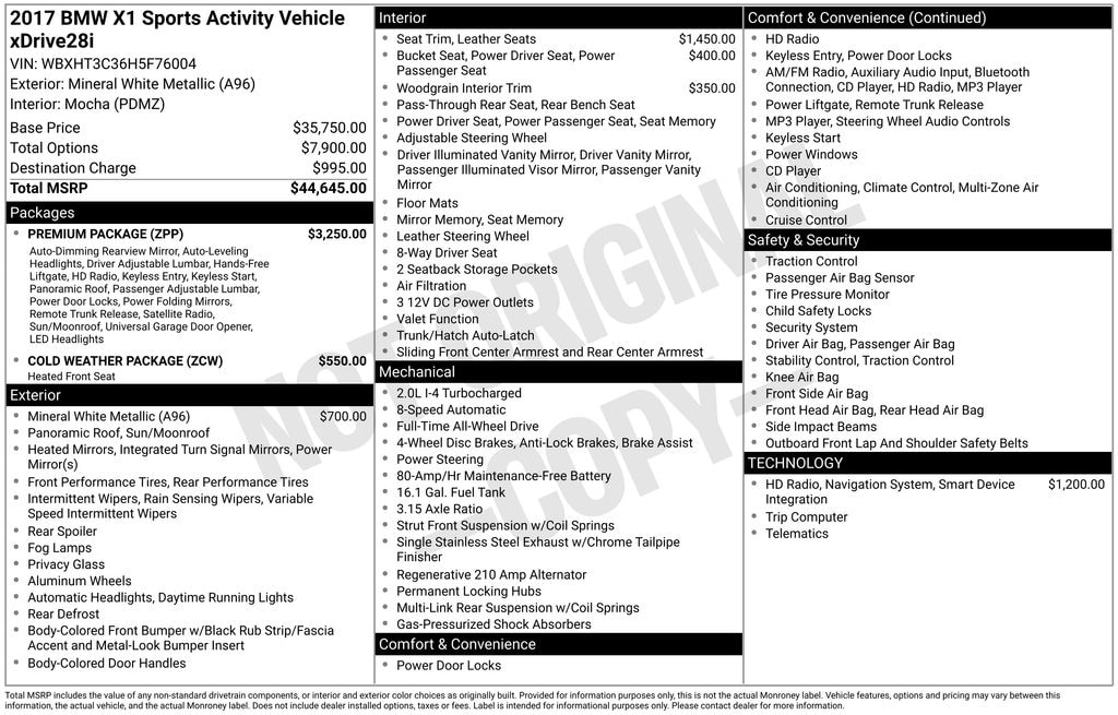 Used 2017 BMW X1 xDrive28i SUV