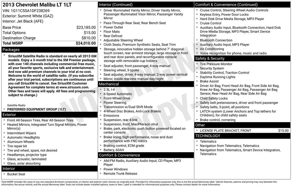 2013 Chevrolet Malibu 1LT