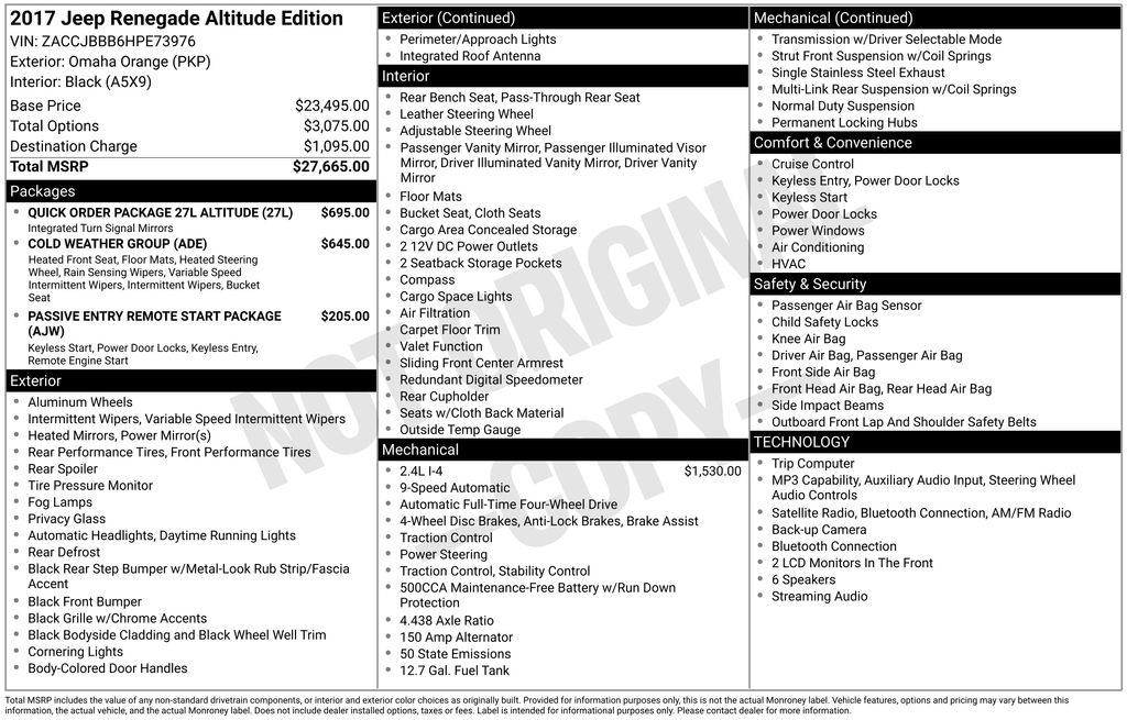 2017 Jeep Renegade Altitude Package