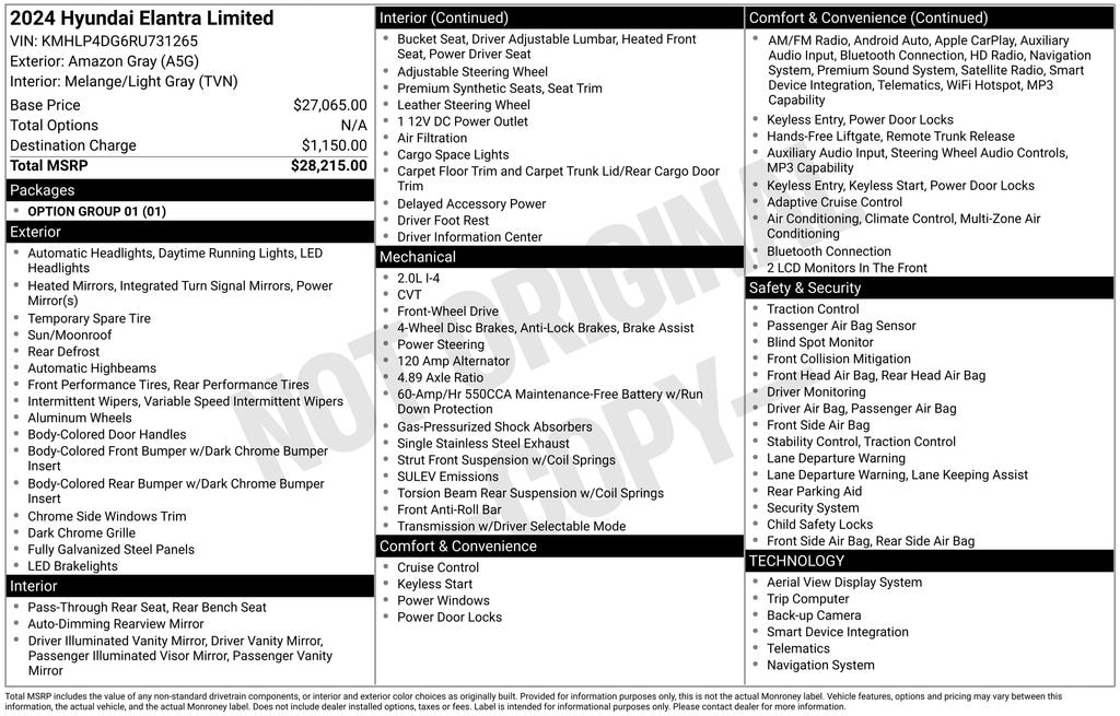 Certified 2024 Hyundai Elantra Limited Sedan