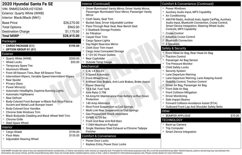 Certified 2020 Hyundai Santa Fe SE 2.4 SUV