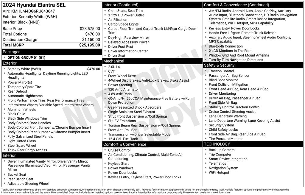 Certified 2024 Hyundai Elantra SEL Sedan