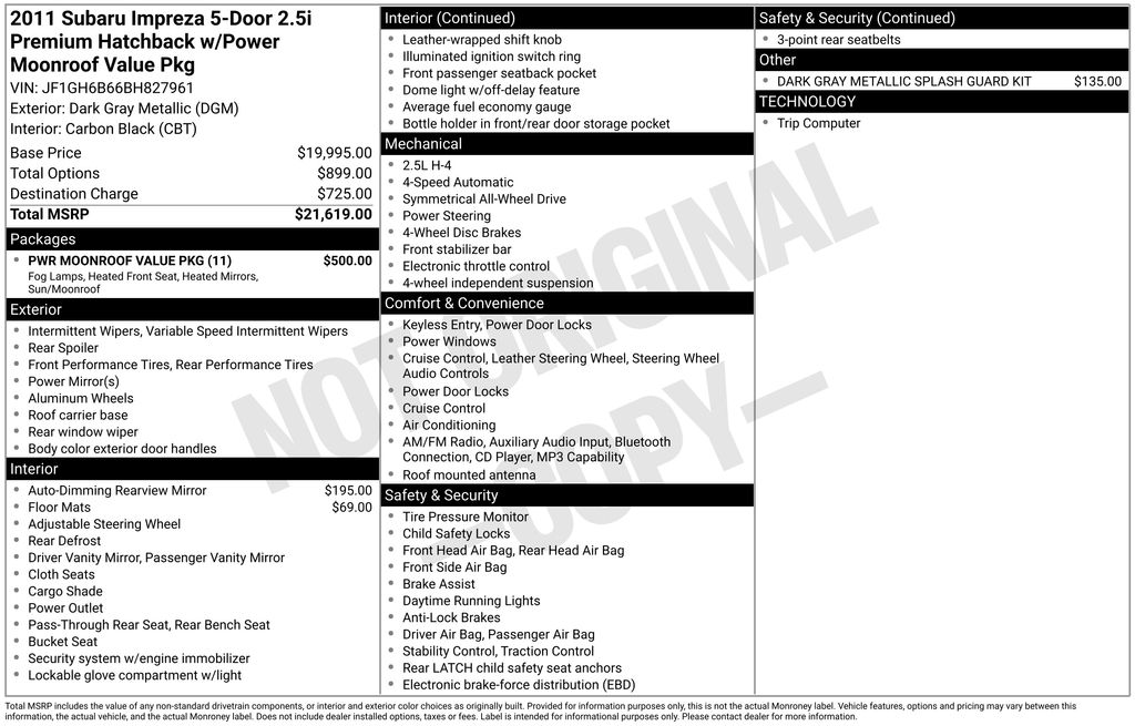 2011 Subaru Impreza 2.5i Premium