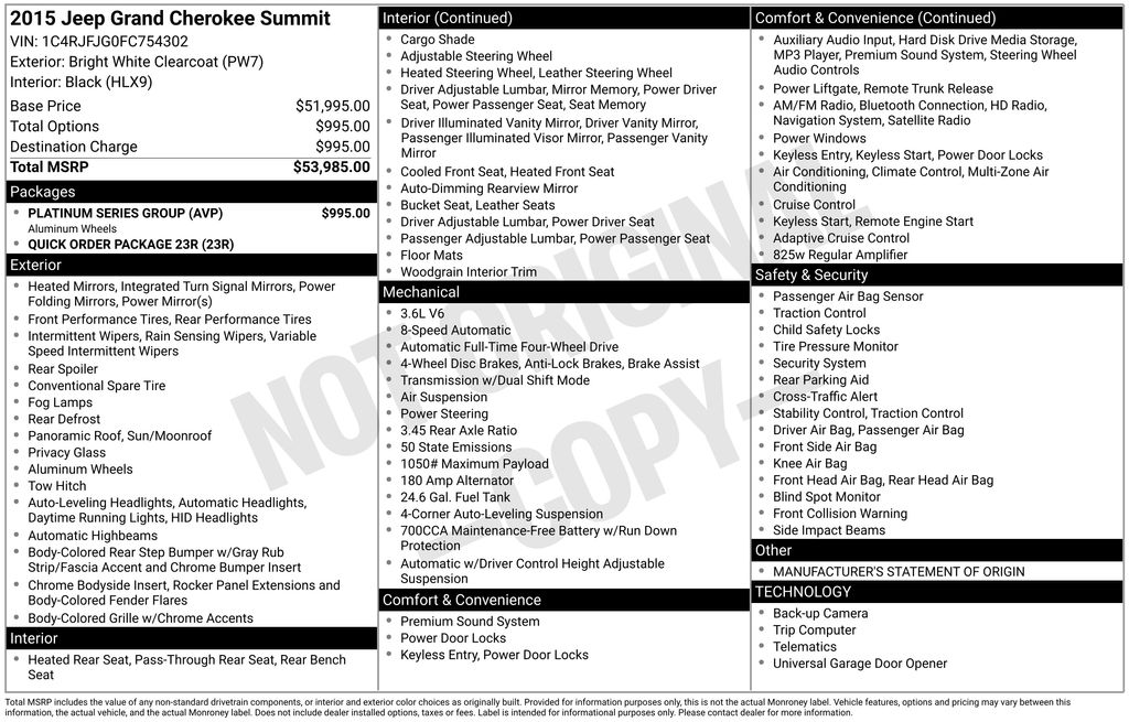 2015 Jeep Grand Cherokee Summit