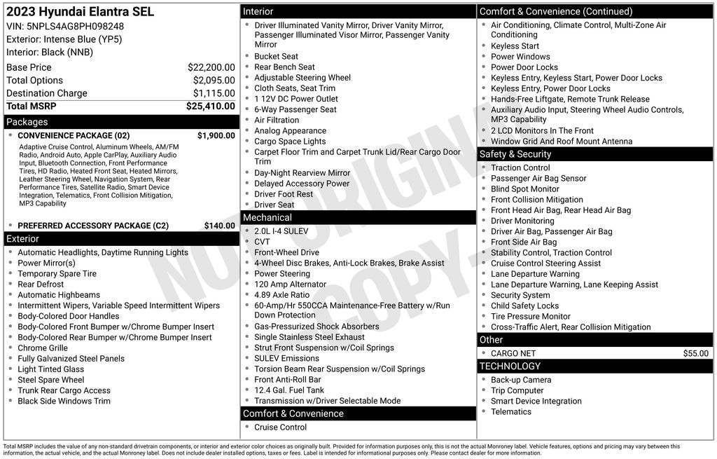 Used 2023 Hyundai Elantra SEL Sedan