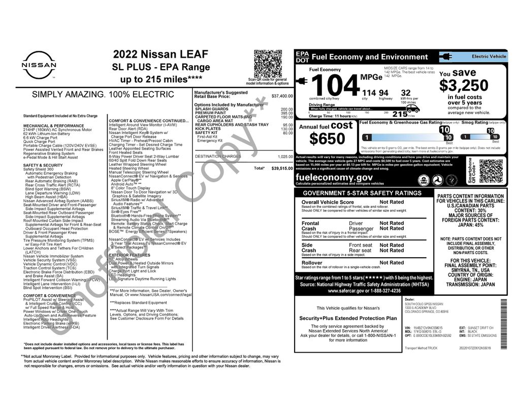 2022 Nissan LEAF SL Plus