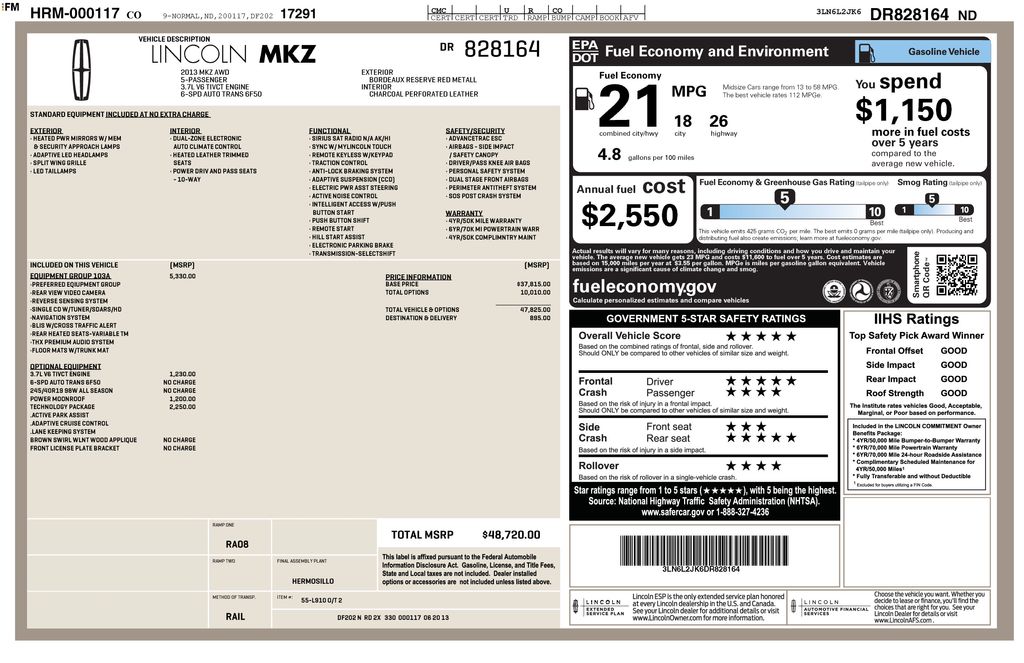 2013 Lincoln MKZ Base