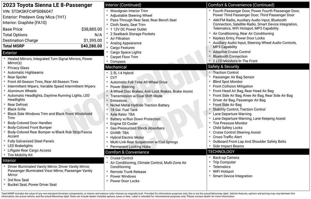 2023 Toyota Sienna LE 8-Passenger Hybrid AWD's photo