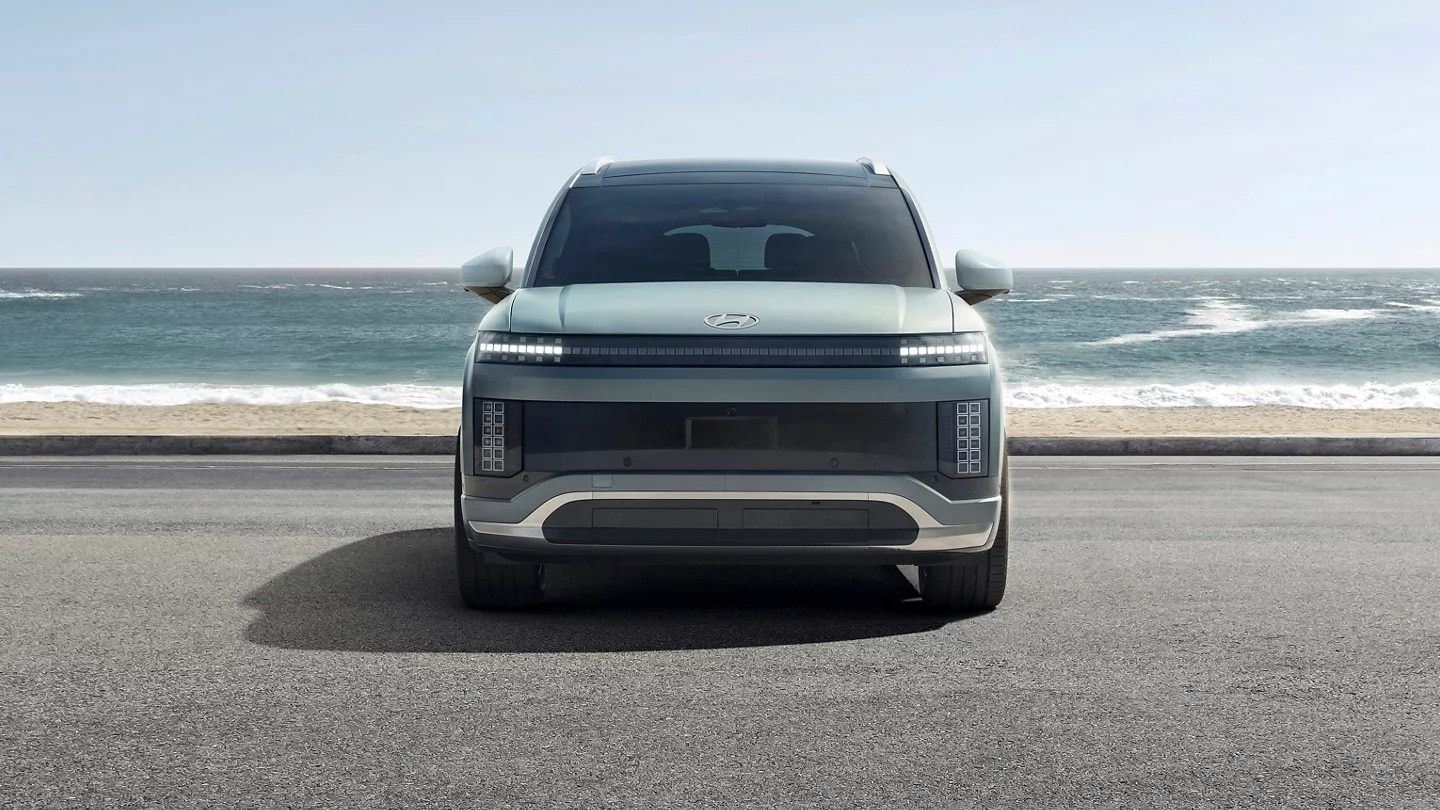 2026 IONIQ 9 rear view parked by the coast