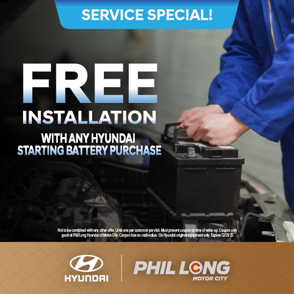 Free battery installation at Hyundai of Motor City!
