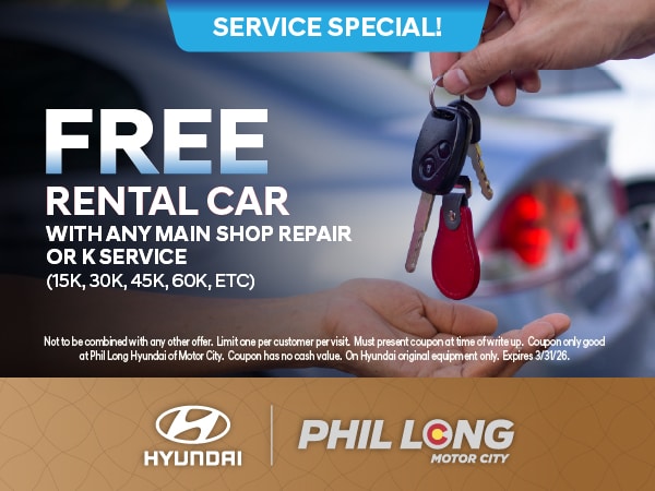 Free Rental Car with any Main Shop Repair or K Service
