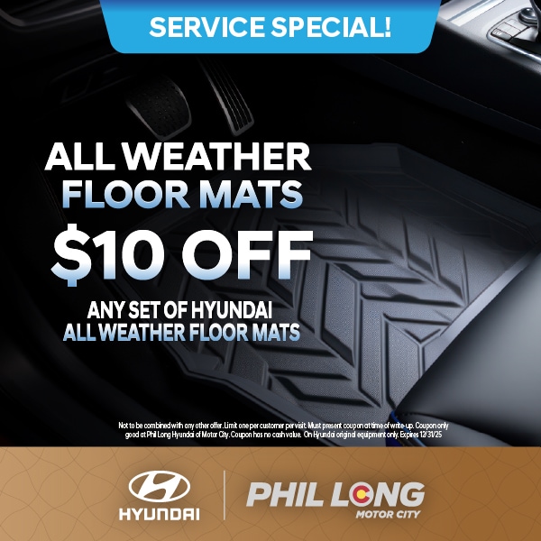 $10 off all weather floor mats at Hyundai in Colorado Springs