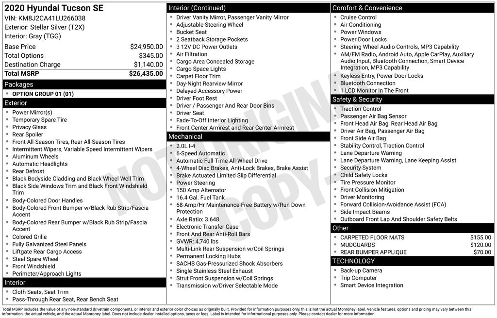 Certified 2020 Hyundai Tucson SE SUV