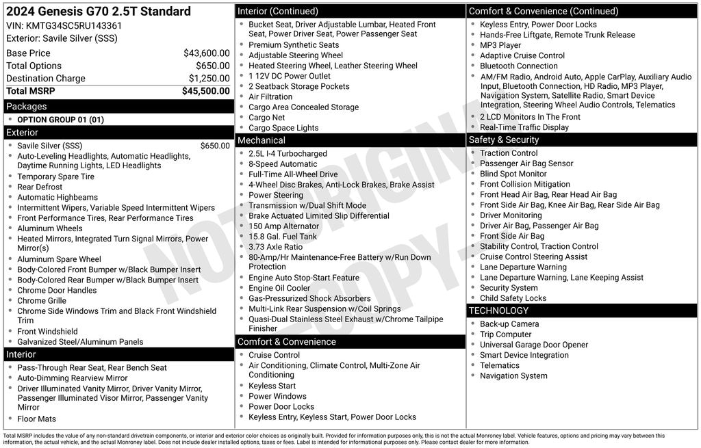 Used 2024 Genesis G70 2.5T Sedan