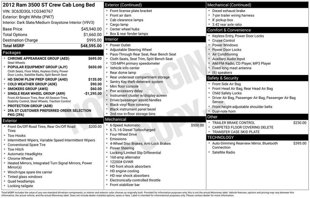 2012 RAM Ram 3500 Pickup ST