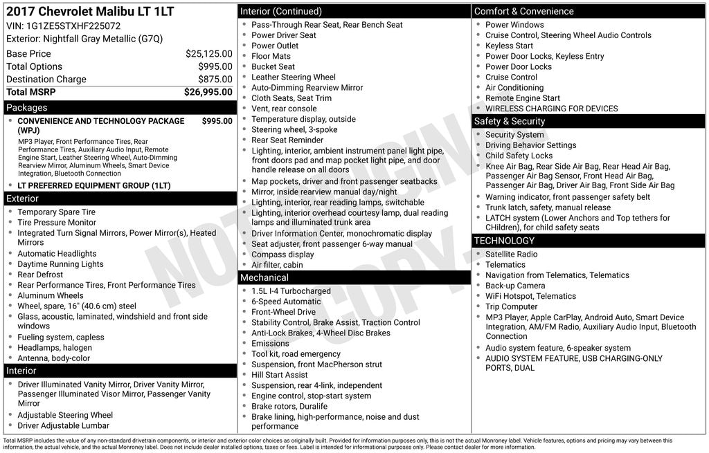 Used 2017 Chevrolet Malibu LT w/1LT Sedan