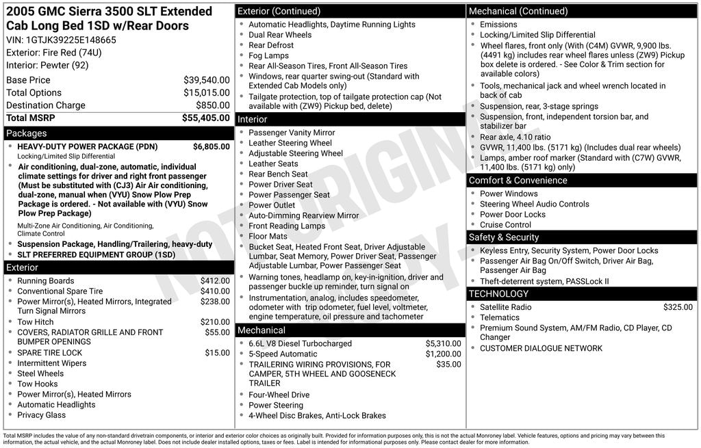 Used 2005 GMC Sierra 3500 Truck Extended Cab