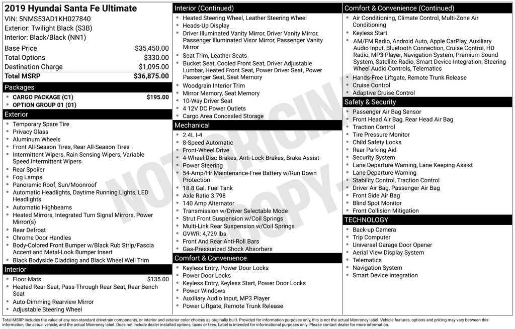 Used 2019 Hyundai Santa Fe Ultimate 2.4 SUV