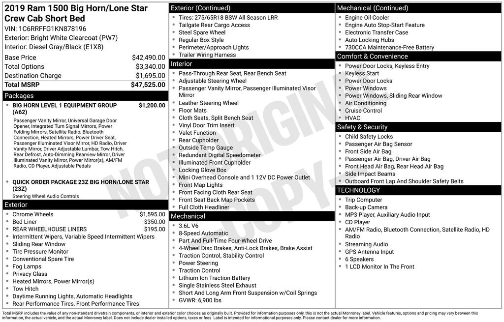 Used 2019 Ram 1500 Big Horn/Lone Star Truck Crew Cab