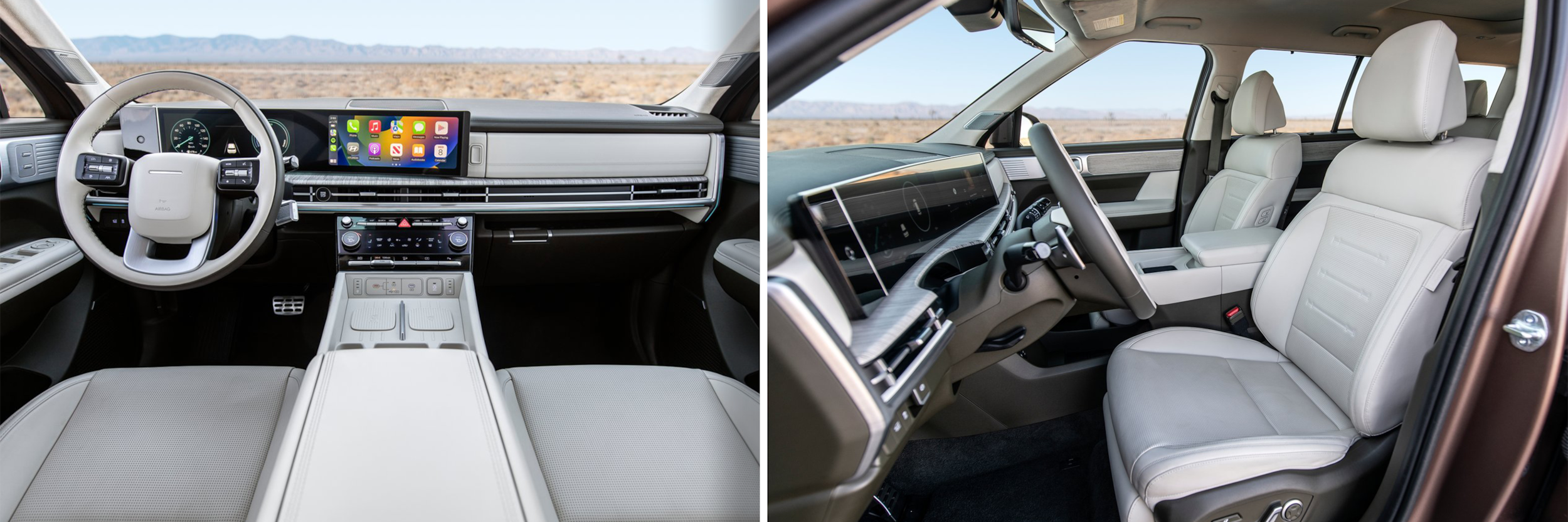 Interior of the 2024 Hyundai Santa Fe, and the front seats.