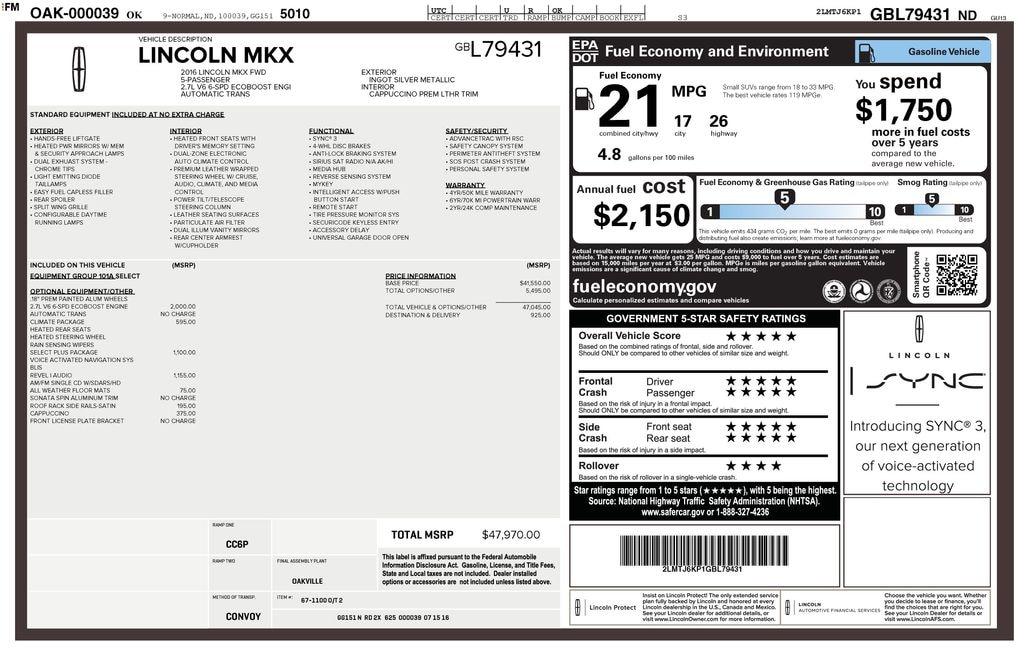 Used 2016 Lincoln MKX Select SUV