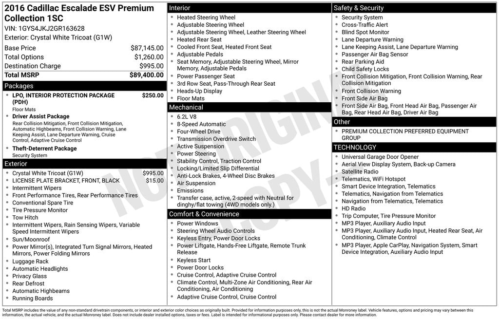 Used 2016 Cadillac Escalade ESV Premium SUV