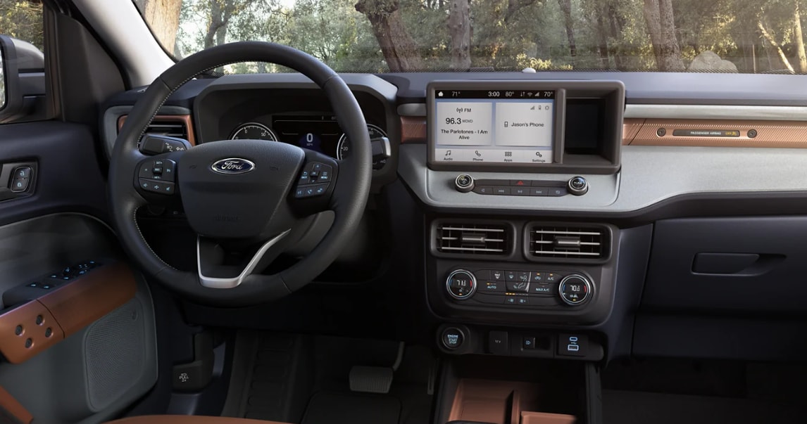 Interior view of the 2023 Ford Maverick.
