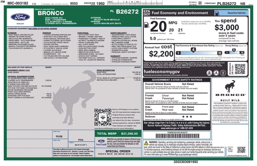 Certified 2023 Ford Bronco Base SUV
