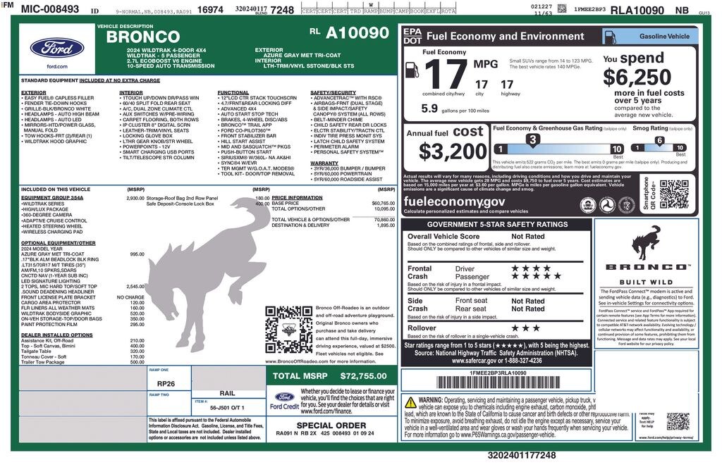 Certified 2024 Ford Bronco Wildtrak SUV