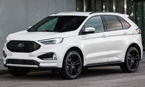 2020 Ford Edge white parked downtown street corner
