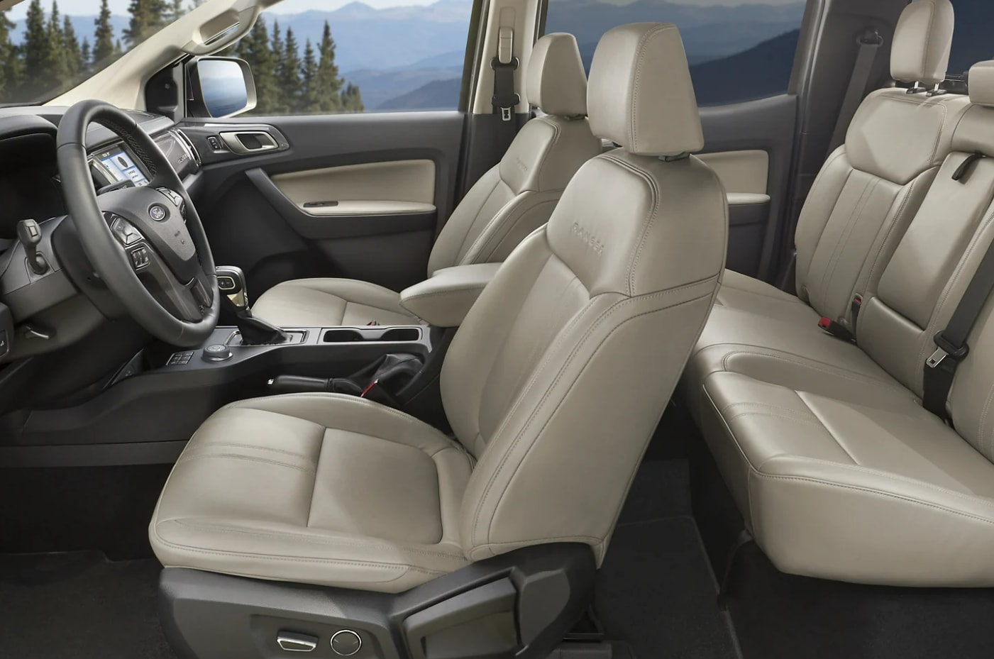 A view inside the cab of a 2023 Ford Ranger