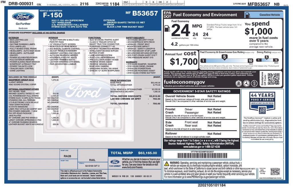 Certified 2021 Ford F-150 Lariat Truck