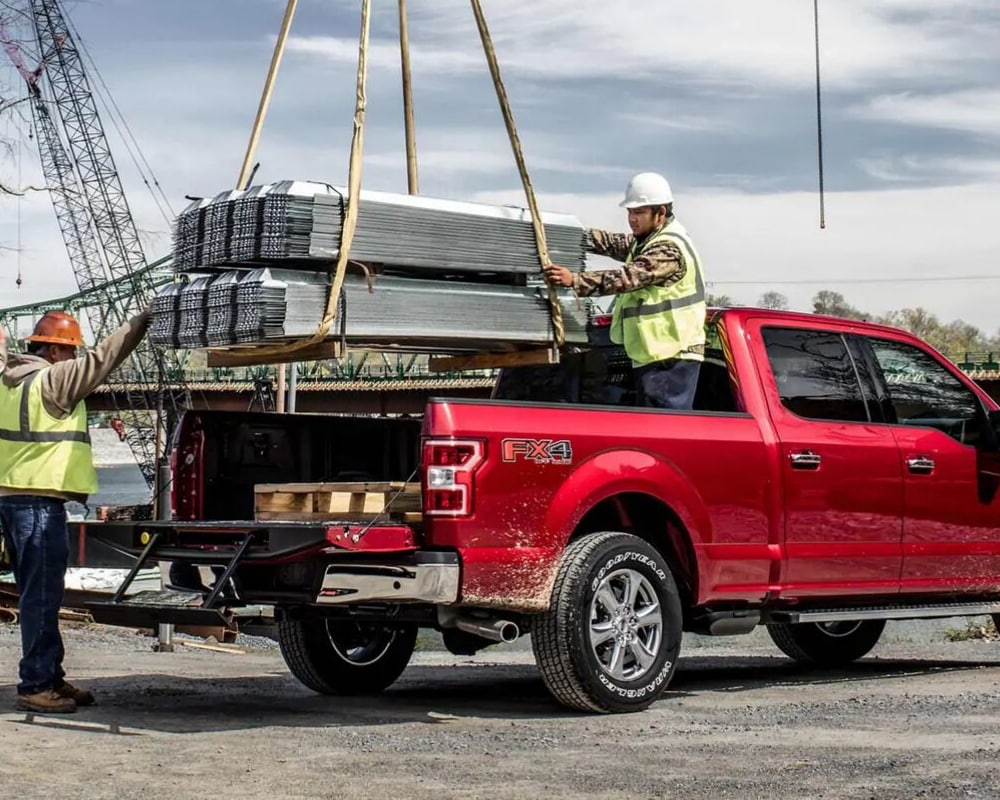 2019 F-150 payload useful in a construction zone loading heavy materials in the sturdy truck bed