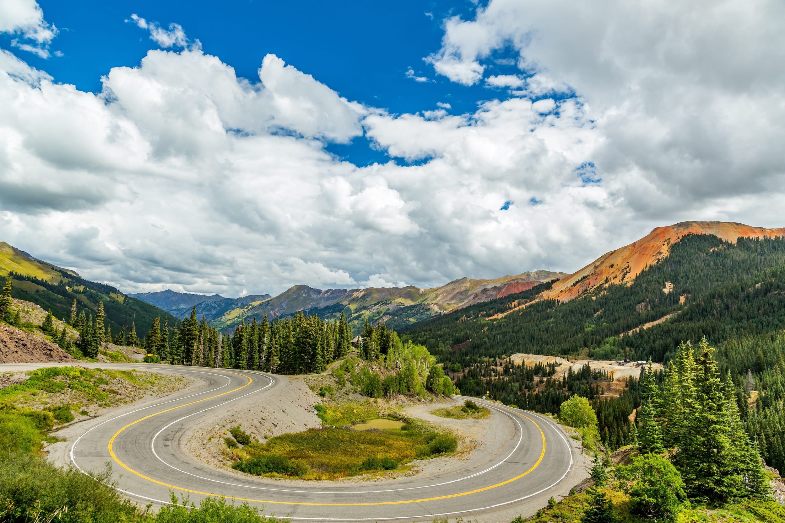 A curve in the road on the Million Dollar Highway