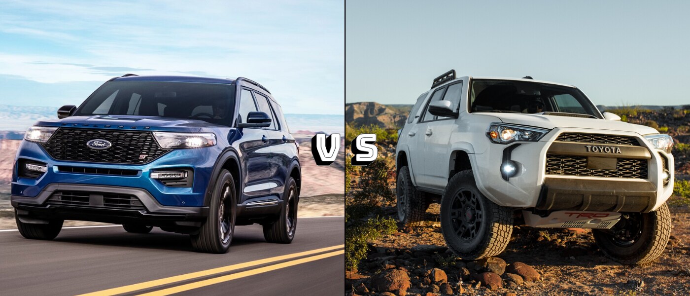 2020 Ford Explorer ST exterior design compared to the 2020 Toyota 4Runner TRD Pro