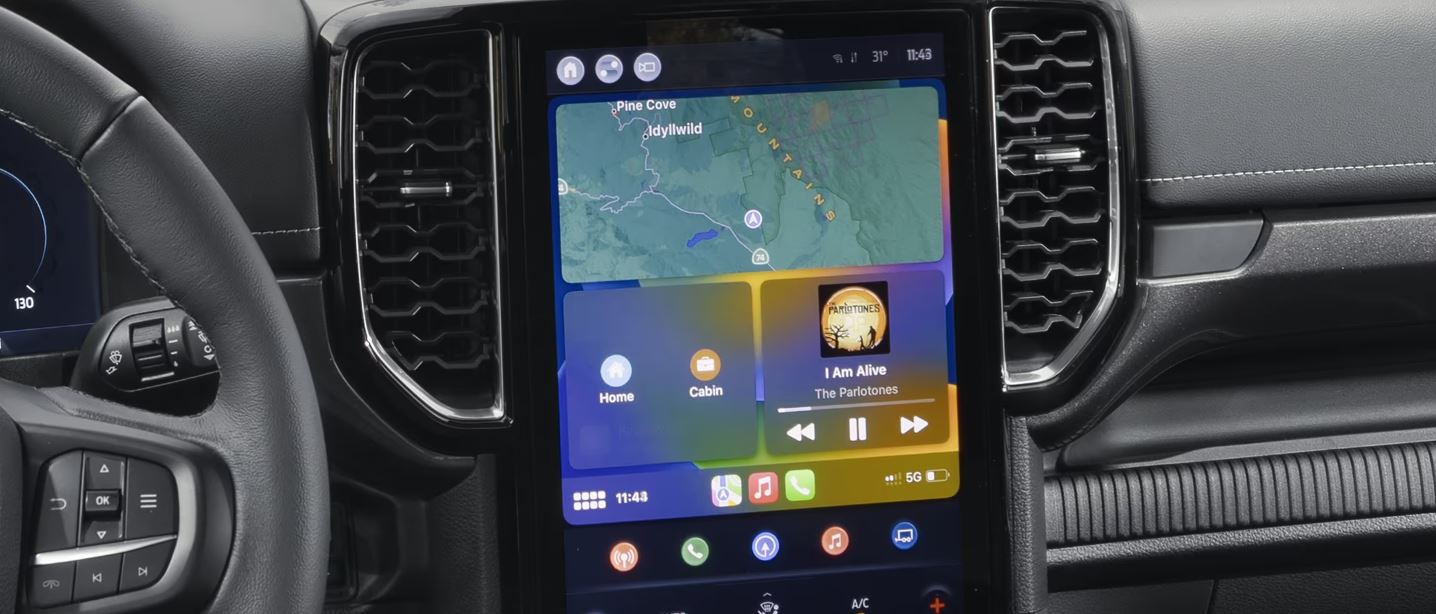 The new display and infotainment center on a 2024 Ford Ranger.