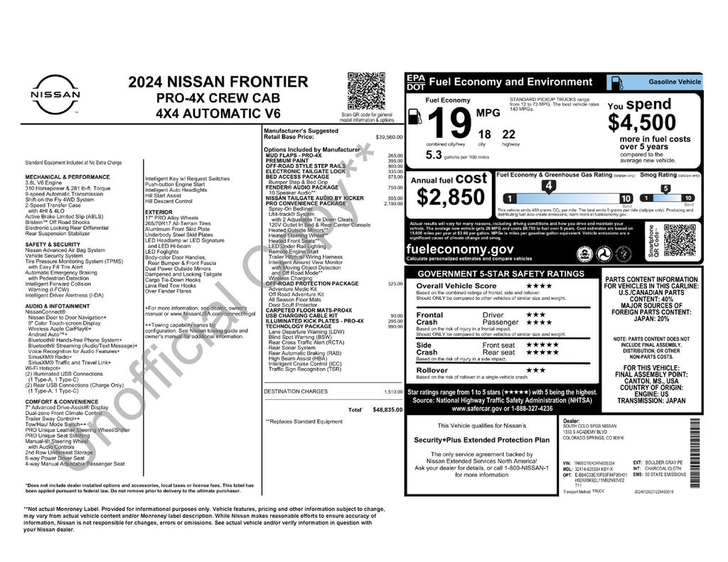Certified 2024 Nissan Frontier PRO-4X Truck