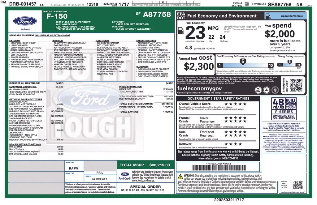 Certified 2025 Ford F-150 Platinum Truck