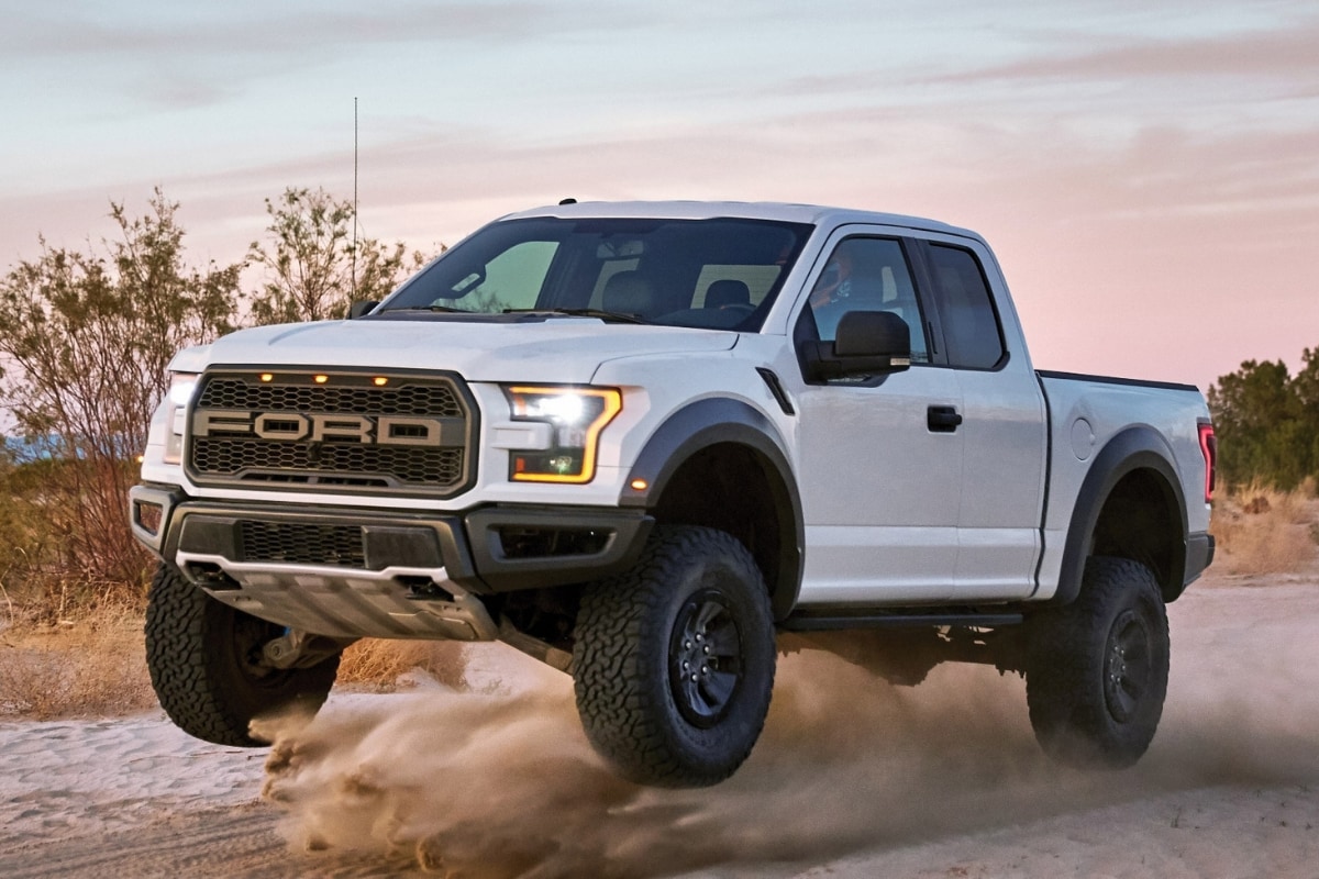 New Ford F-150 truck white color Raptor trim
