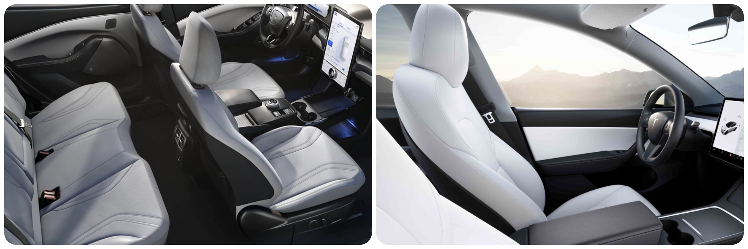 side-by-side-comparison-of-2022-ford-mustang-mach-e-and-tesla-model-y-interior-design