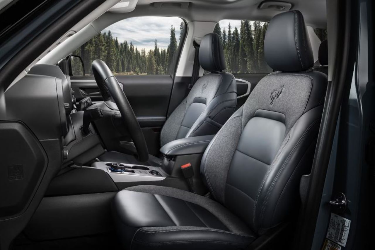 The interior of a new Ford Bronco Sport.