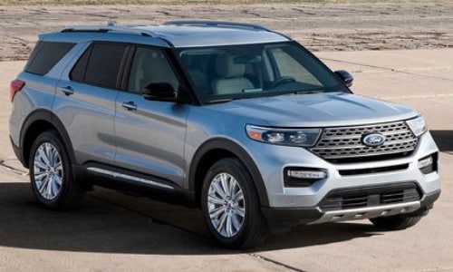 2020 Ford Explorer silver parked abandoned air strip mountains